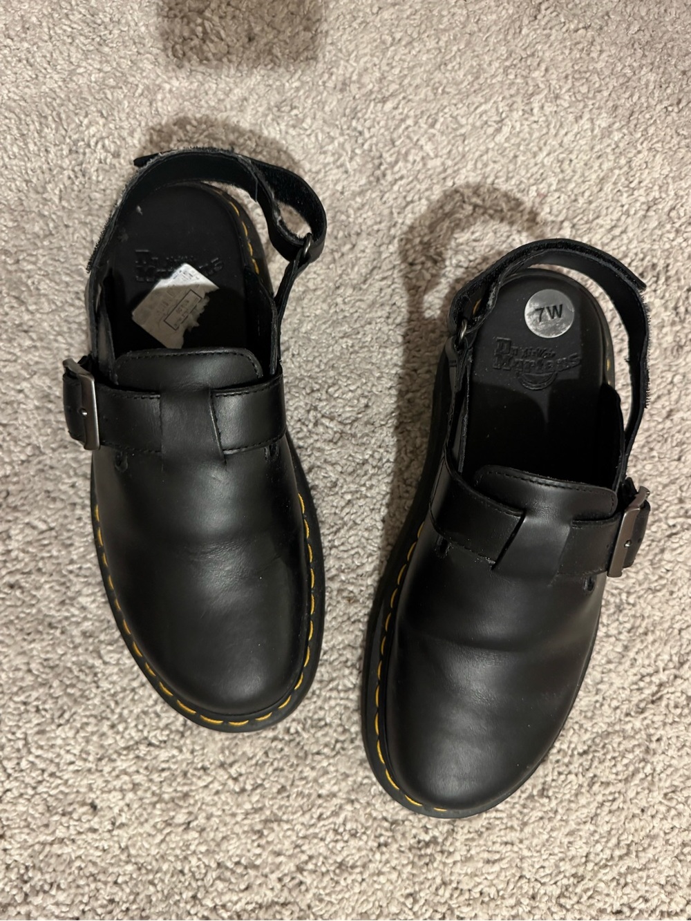 Dr. Martens Black Leather Buckle Clogs Jorge II